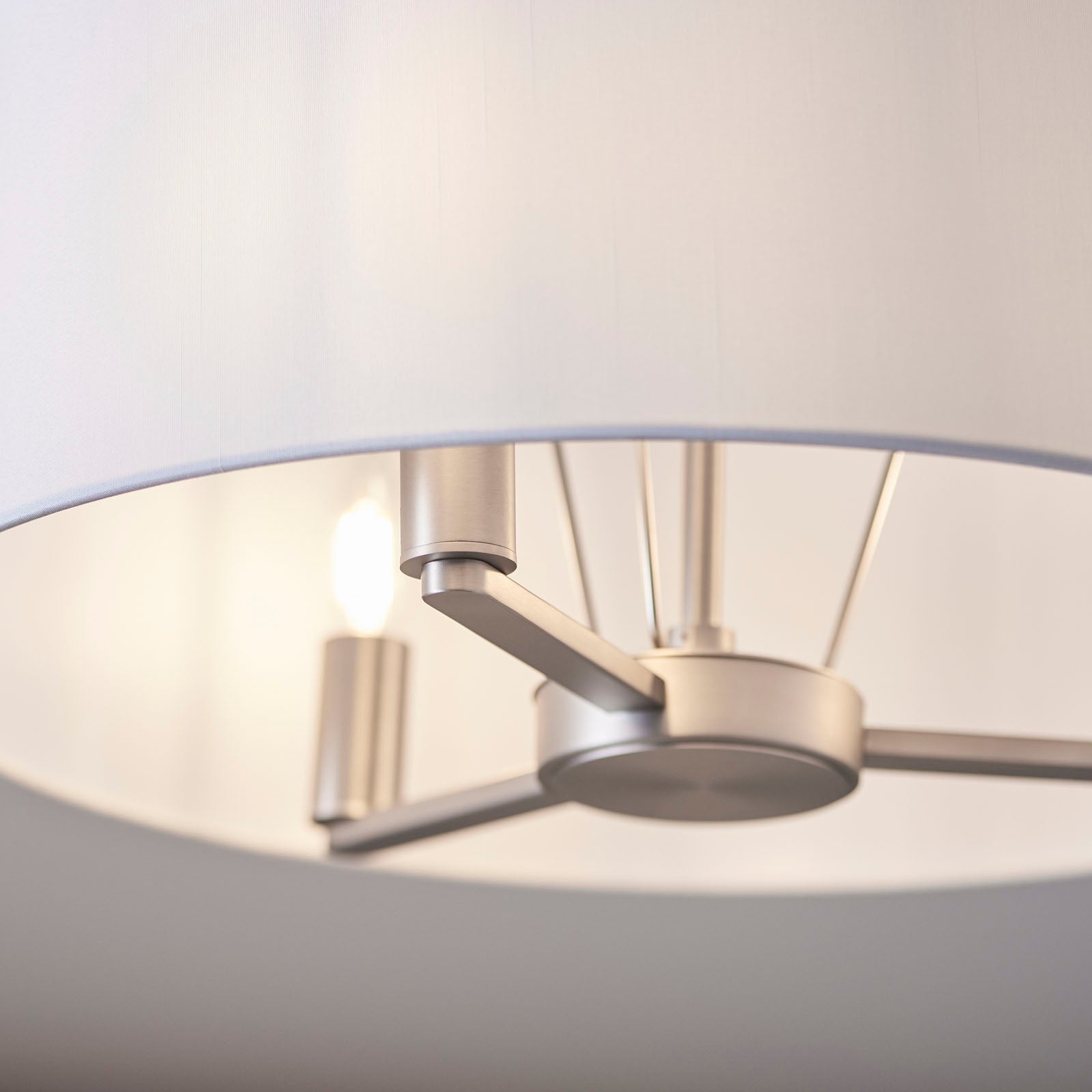 Daley 3-Light Brushed Nickel Pendant Light with White Faux Silk Shade