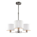 Daley 3-Light Matt Nickel Pendant Light with White Faux Silk Shades