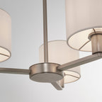 Daley 3-Light Matt Nickel Pendant Light with White Faux Silk Shades