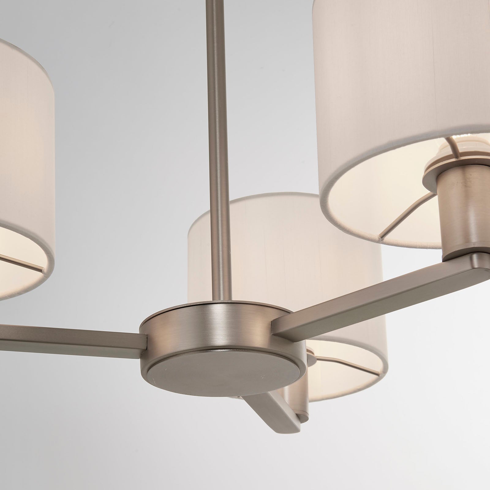 Daley 3-Light Matt Nickel Pendant Light with White Faux Silk Shades