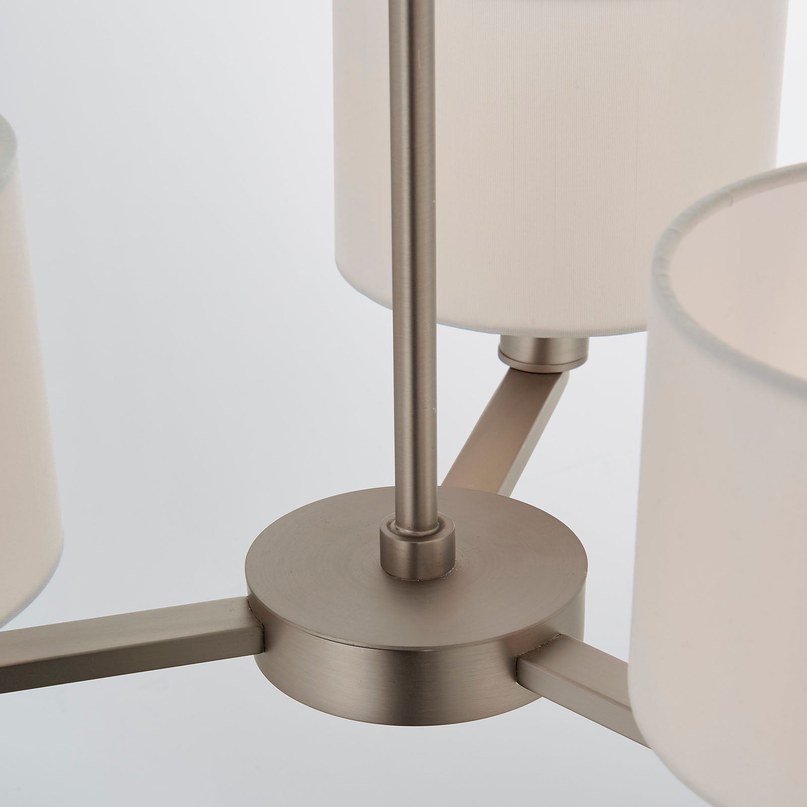 Daley 3-Light Matt Nickel Pendant Light with White Faux Silk Shades