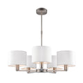 Daley 5-Light Matt Nickel Pendant with White Faux Silk Shades