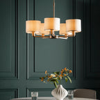 Daley 5-Light Matt Nickel Pendant with White Faux Silk Shades