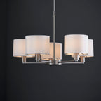 Daley 5-Light Matt Nickel Pendant with White Faux Silk Shades