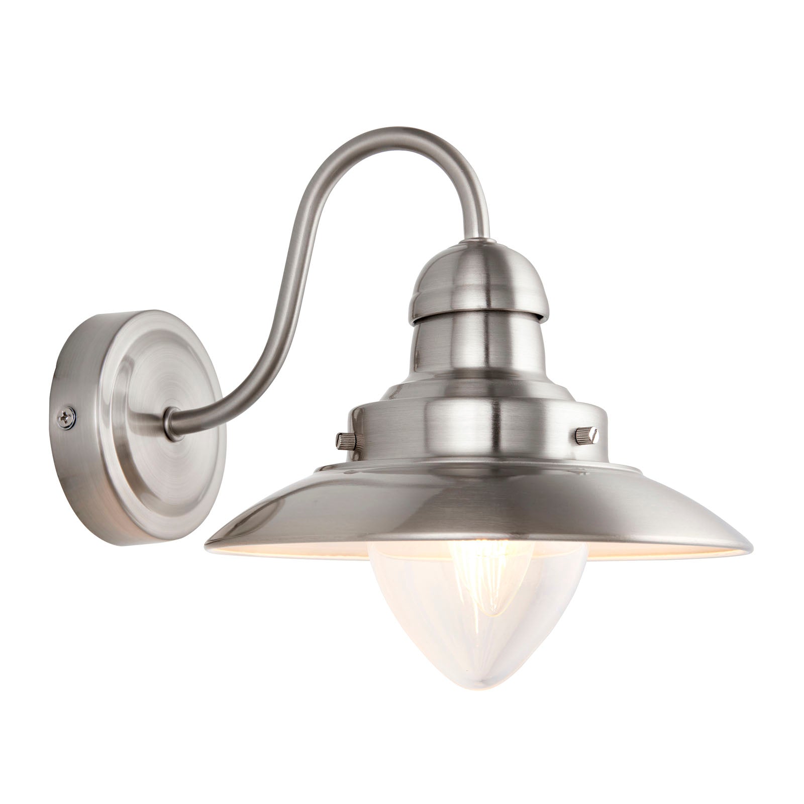 Mendip Satin Nickel & Glass Wall Light (Dimmable, LED Compatible)
