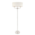 Nixon 2-Light Bright Nickel Floor Lamp with Vintage White Silk Shade & Crystal Detail