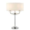Nixon 2-Light Bright Nickel Table Lamp with Vintage White Silk Shade & Crystal Detail