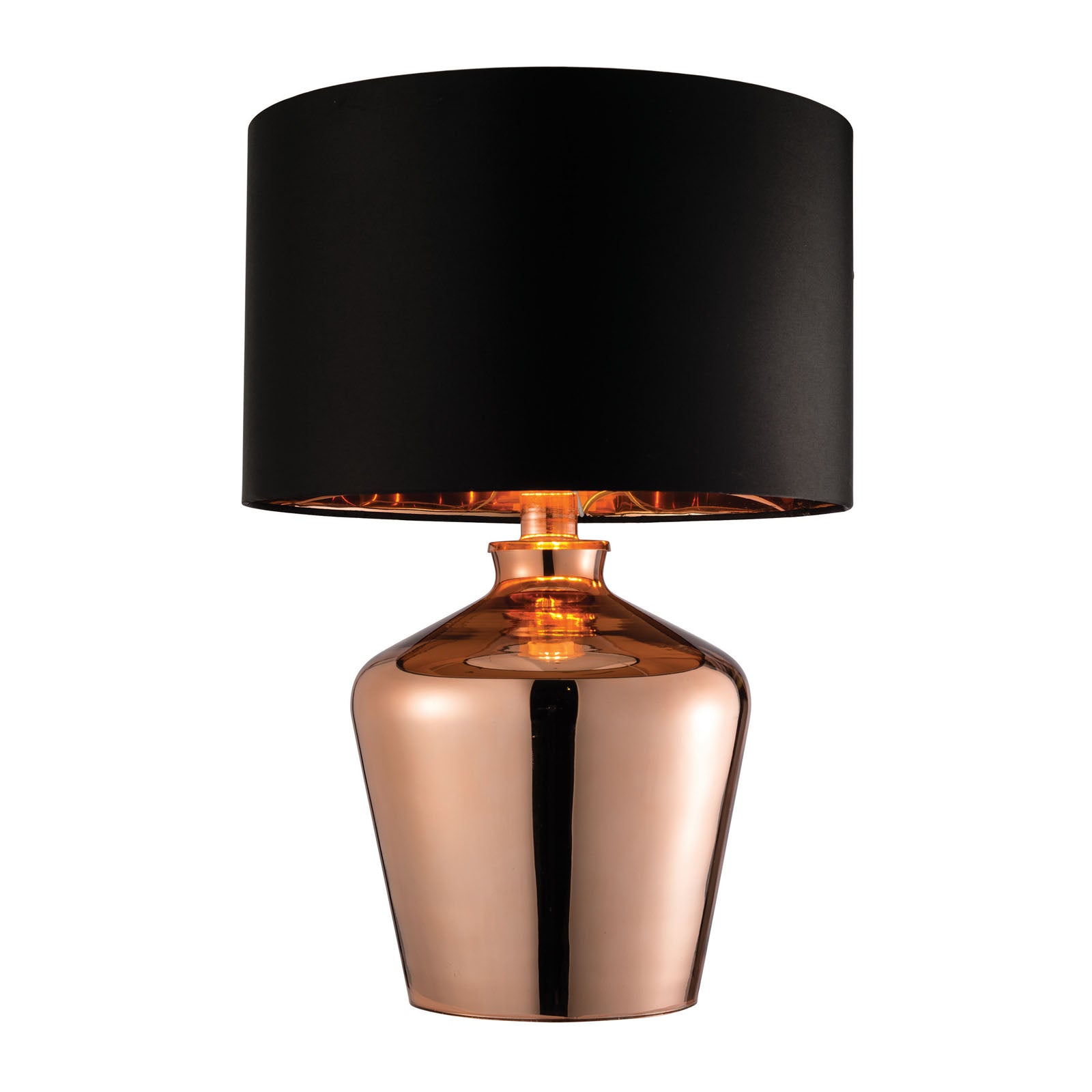 Waldorf 1-Light Copper Table Lamp with Black Faux Silk Shade
