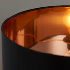 Waldorf 1-Light Copper Table Lamp with Black Faux Silk Shade