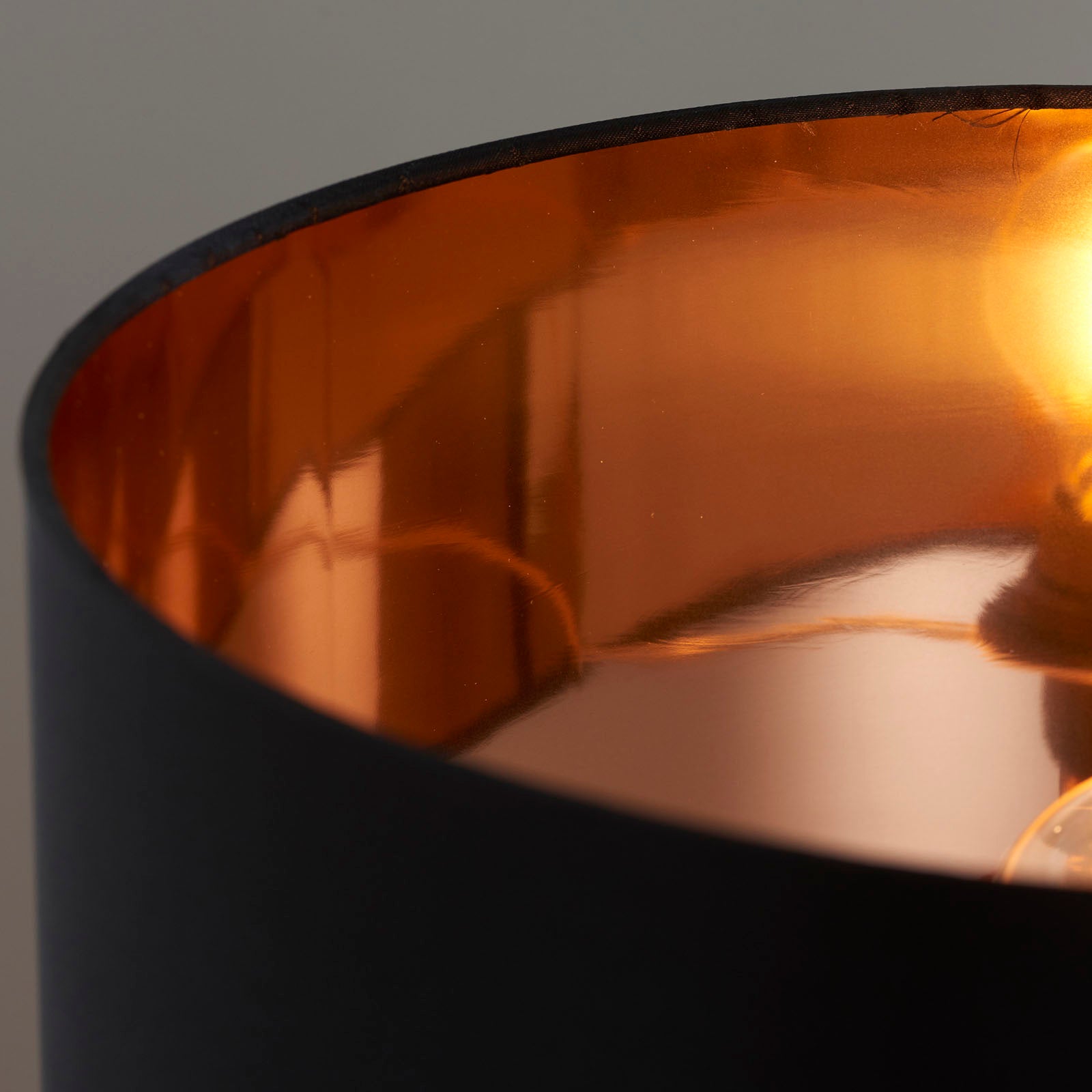 Waldorf 1-Light Copper Table Lamp with Black Faux Silk Shade