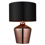 Waldorf 1-Light Copper Table Lamp with Black Faux Silk Shade