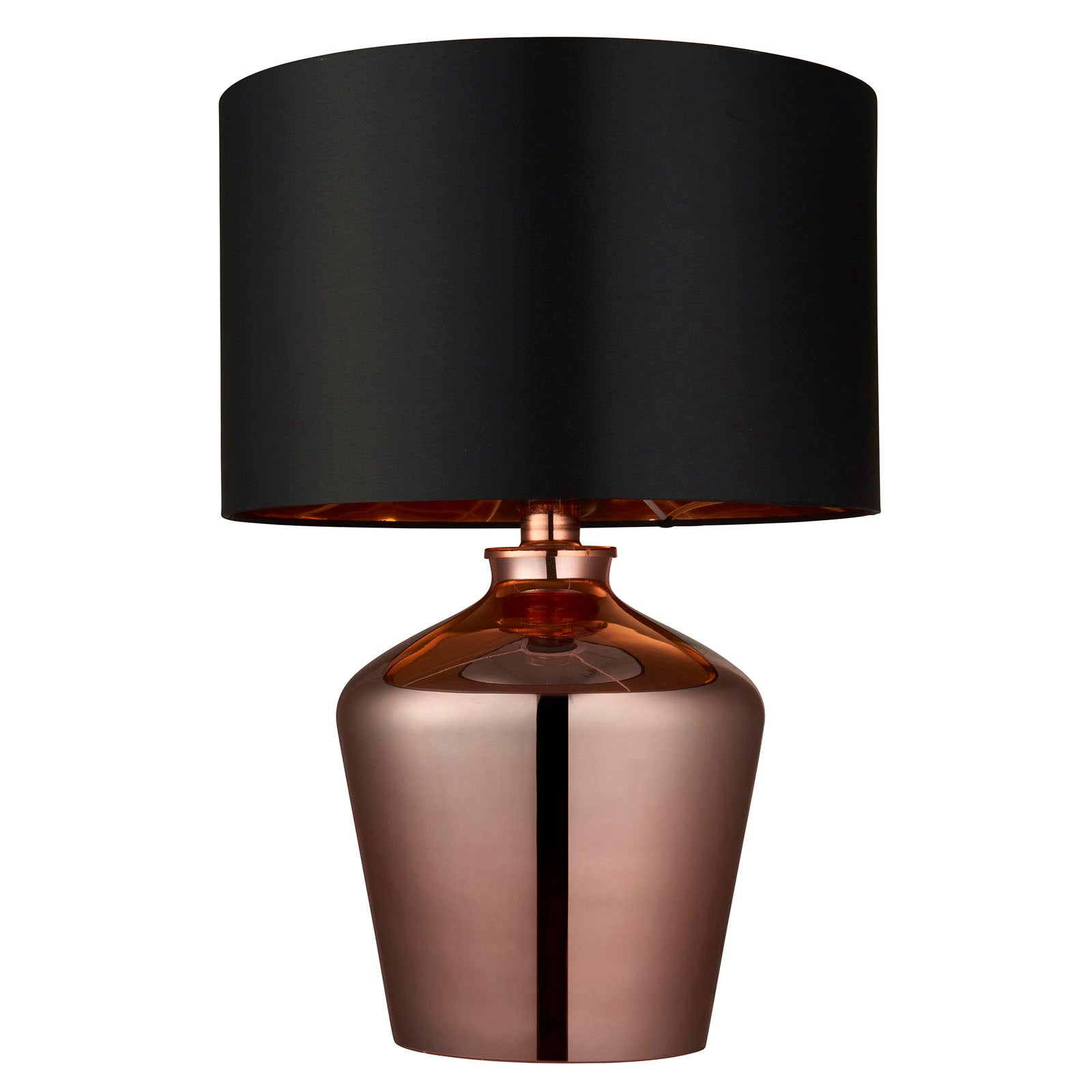 Waldorf 1-Light Copper Table Lamp with Black Faux Silk Shade