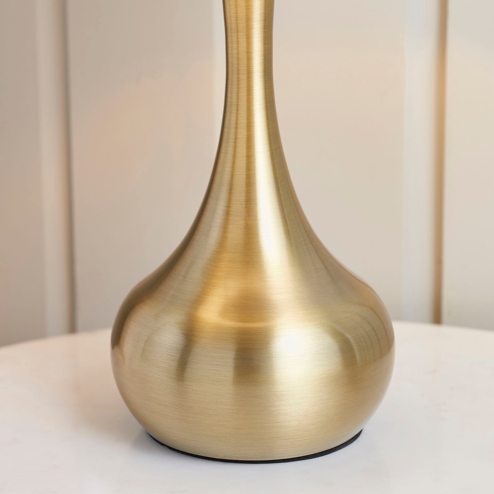 Piccadilly Soft Brass Table Lamp with Taupe Fabric Shade (Touch Dimmer)