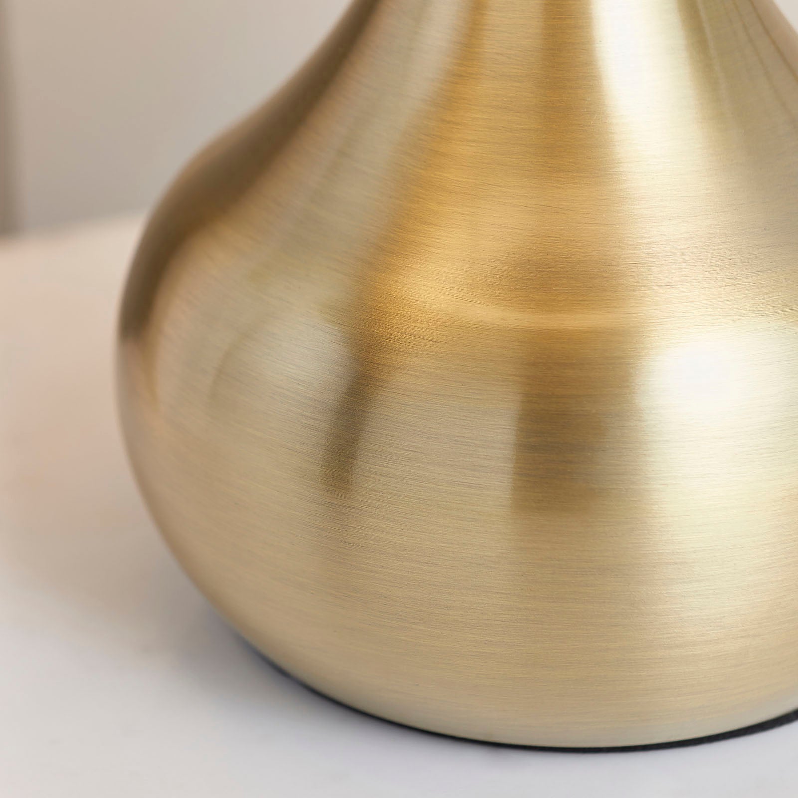 Piccadilly Soft Brass Table Lamp with Taupe Fabric Shade (Touch Dimmer)