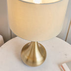 Piccadilly Soft Brass Table Lamp with Taupe Fabric Shade (Touch Dimmer)