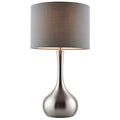 Piccadilly Satin Nickel Table Lamp with Dark Grey Fabric Shade (Touch Dimmer)