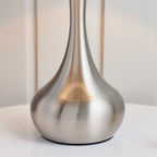 Piccadilly Satin Nickel Table Lamp with Dark Grey Fabric Shade (Touch Dimmer)