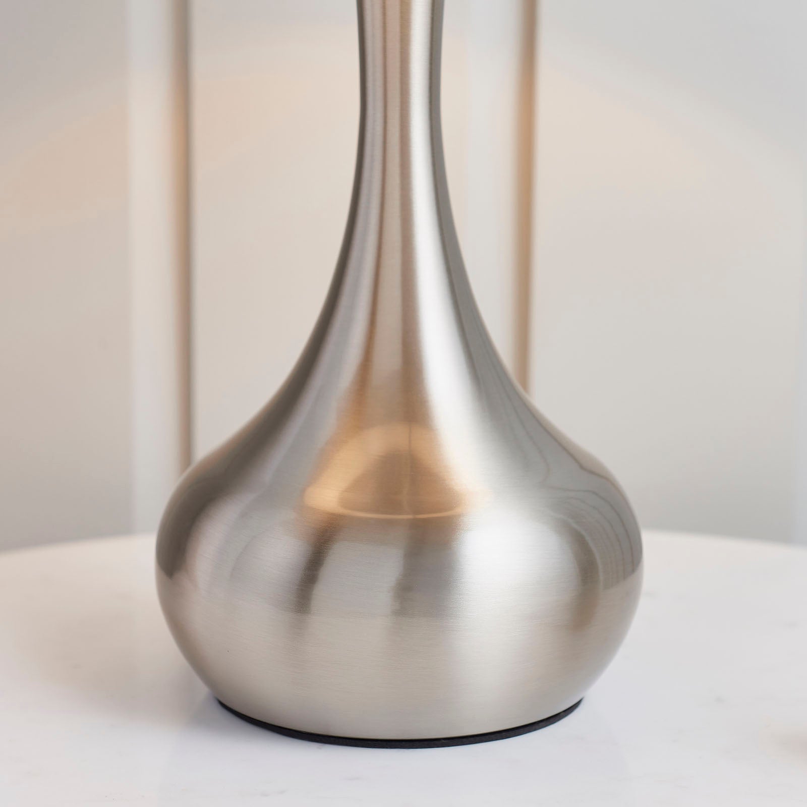 Piccadilly Satin Nickel Table Lamp with Dark Grey Fabric Shade (Touch Dimmer)