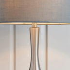 Piccadilly Satin Nickel Table Lamp with Dark Grey Fabric Shade (Touch Dimmer)