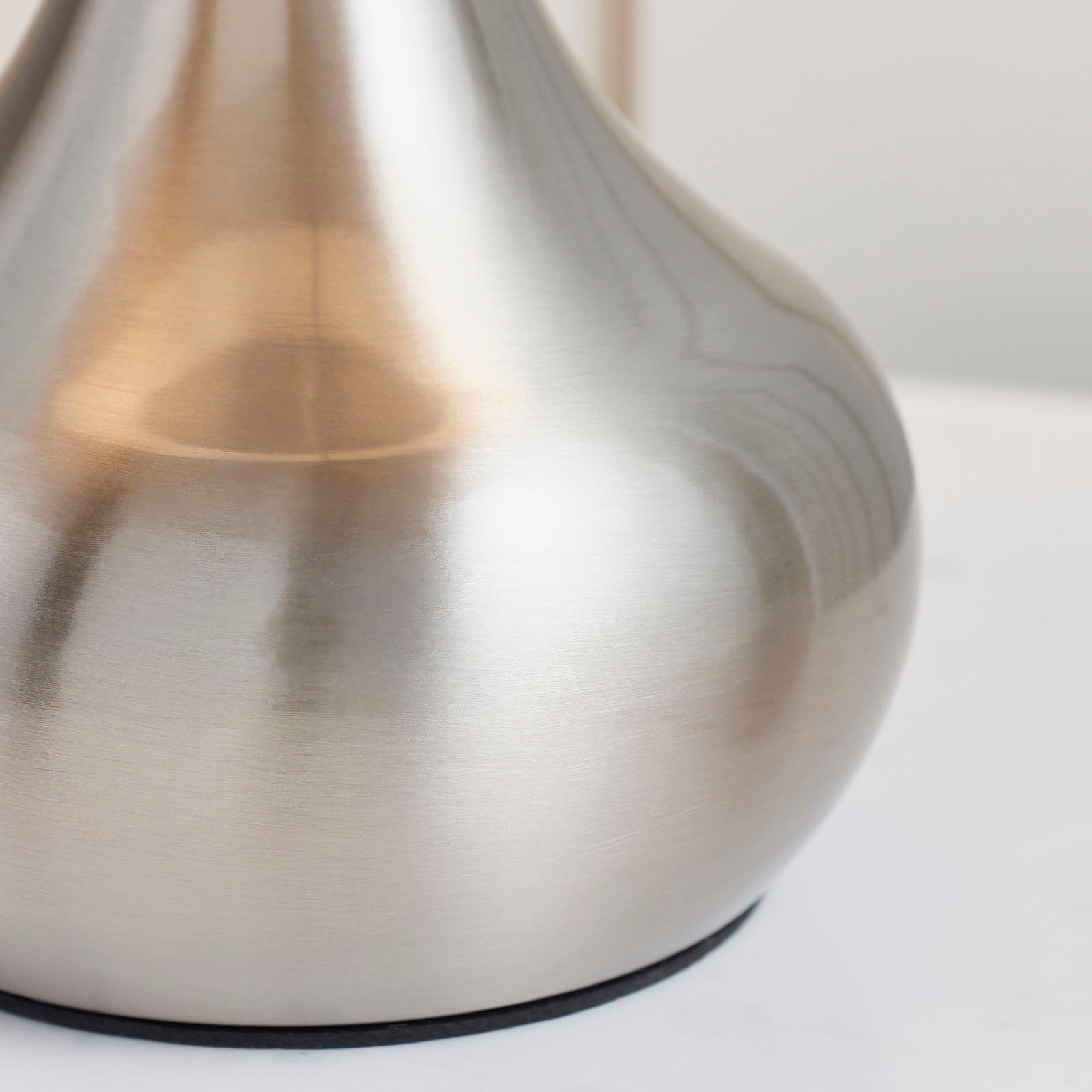 Piccadilly Satin Nickel Table Lamp with Dark Grey Fabric Shade (Touch Dimmer)