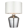 Waldorf 1-Light Chromed Glass Table Lamp with Ivory Faux Silk Shade