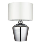 Waldorf 1-Light Chromed Glass Table Lamp with Ivory Faux Silk Shade