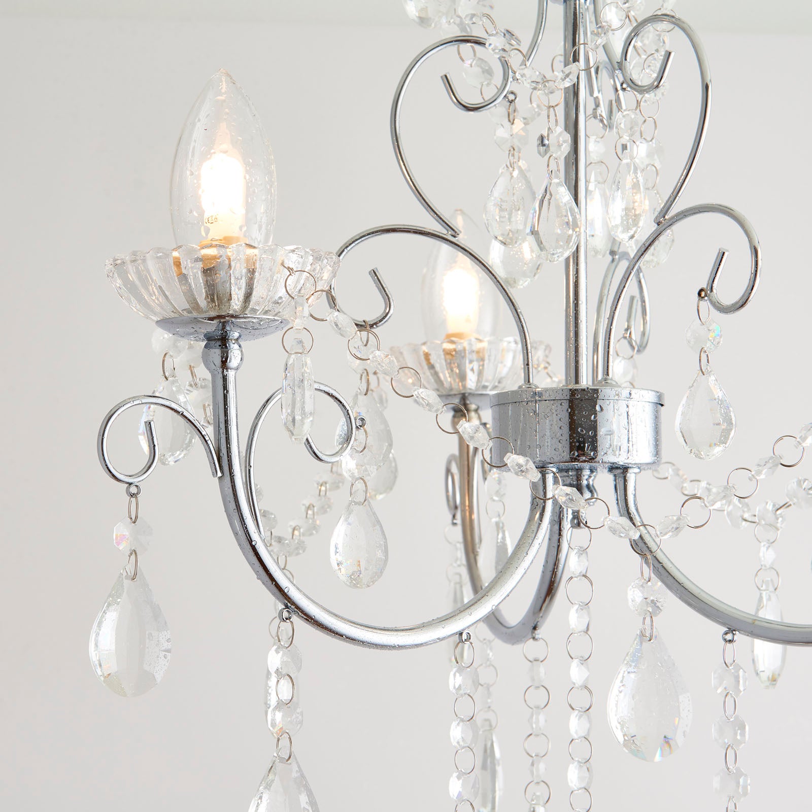 Tabitha 3-Light Chrome Semi-Flush Ceiling Light (Crystal Details, Dimmable)