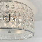 Belfont 3-Light Flush Mount: Chrome & Crystal (Bathroom Safe)