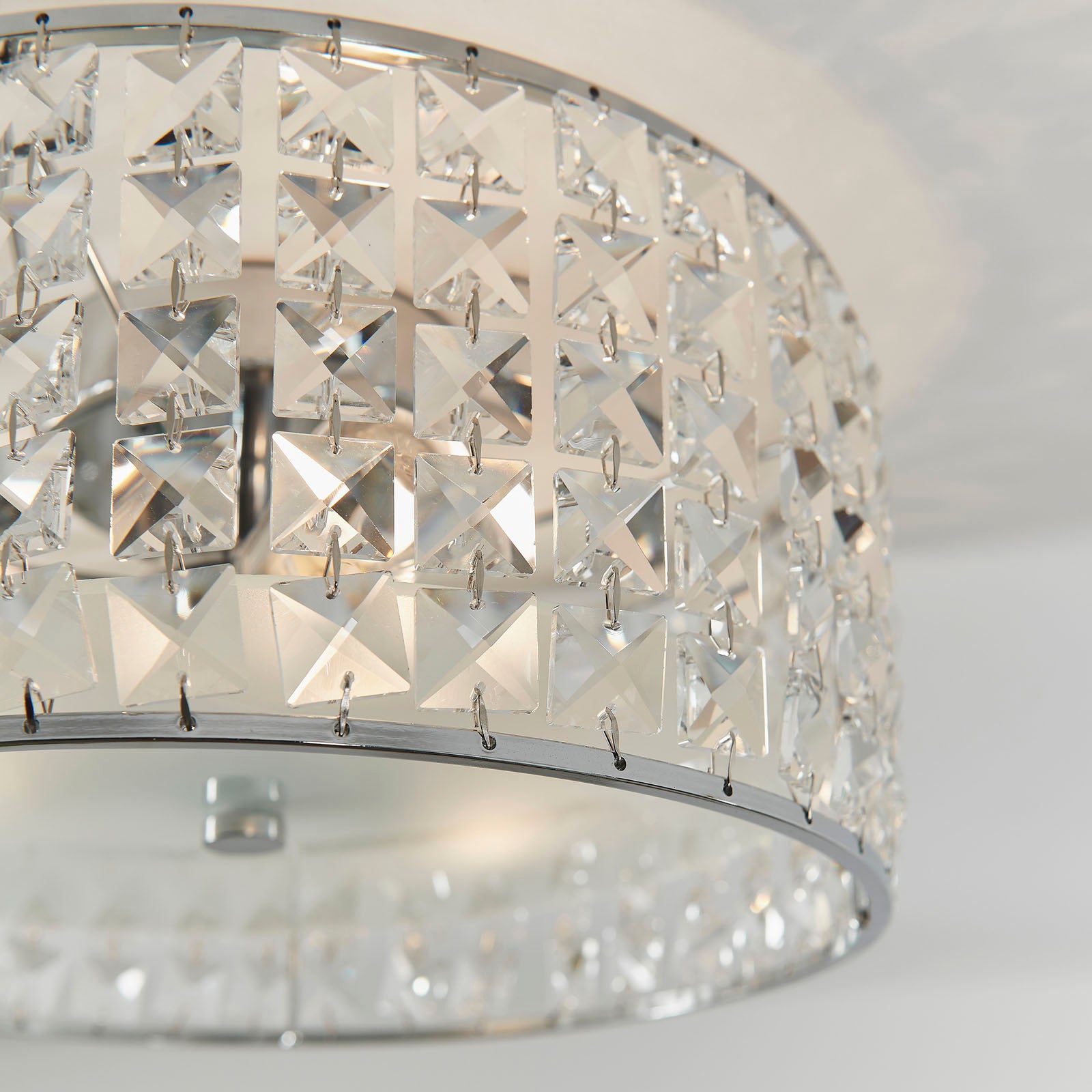 Belfont 3-Light Flush Mount: Chrome & Crystal (Bathroom Safe)
