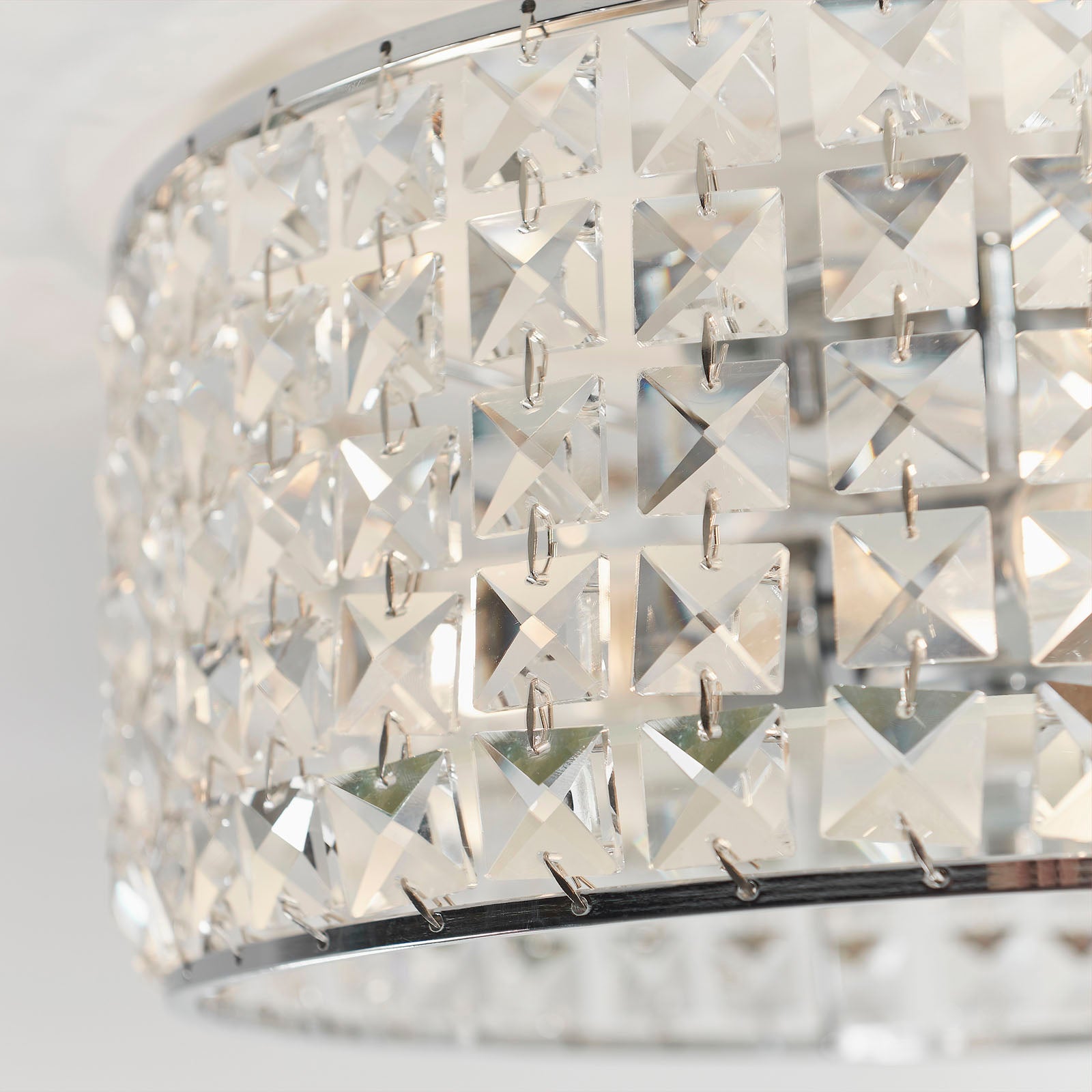 Belfont 3-Light Flush Mount: Chrome & Crystal (Bathroom Safe)