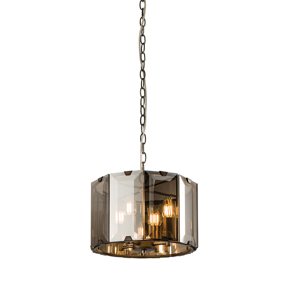 Clooney 4 Light Pendant Beveled Smoke Glass