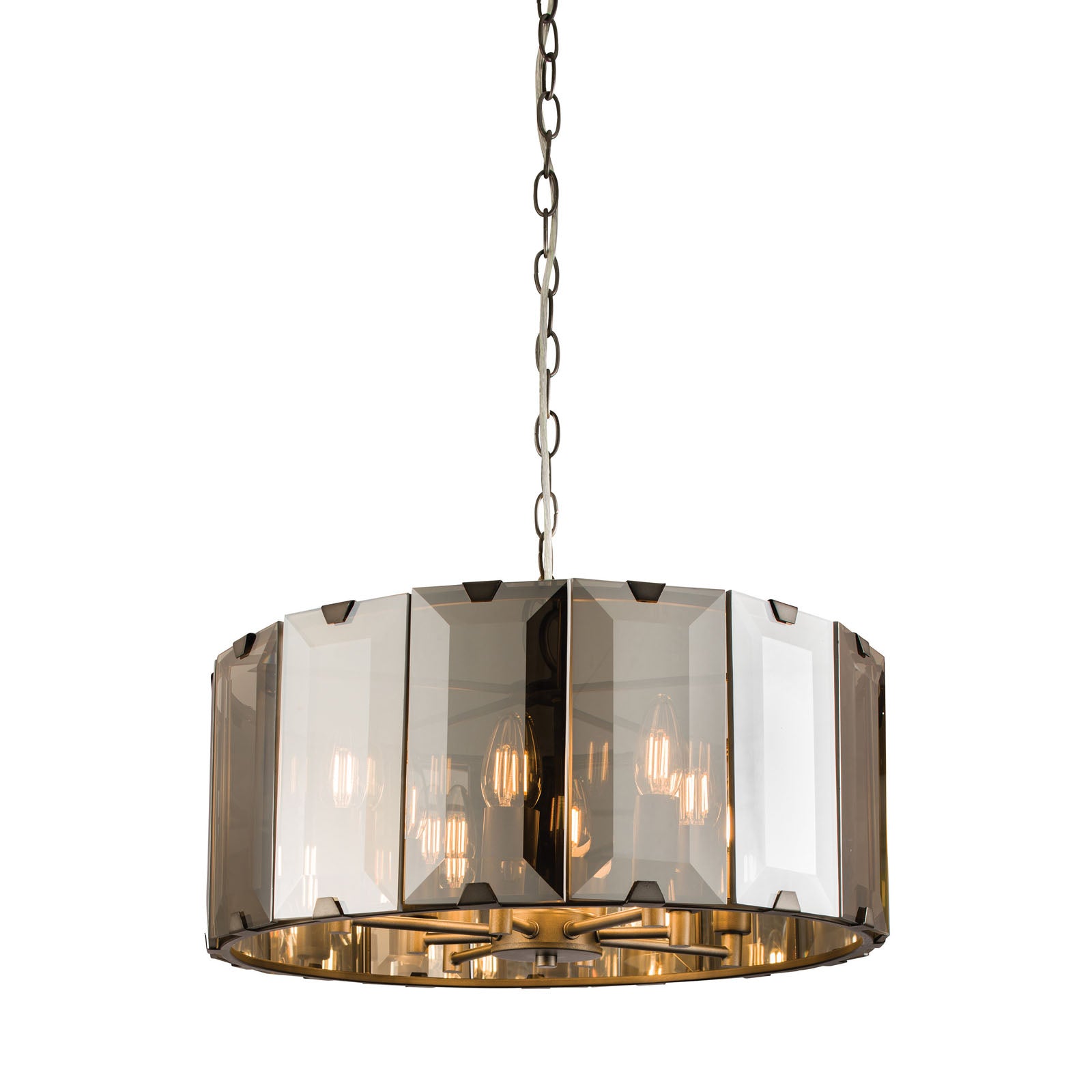 Clooney 8-Light Beveled Smoke Glass Pendant Light