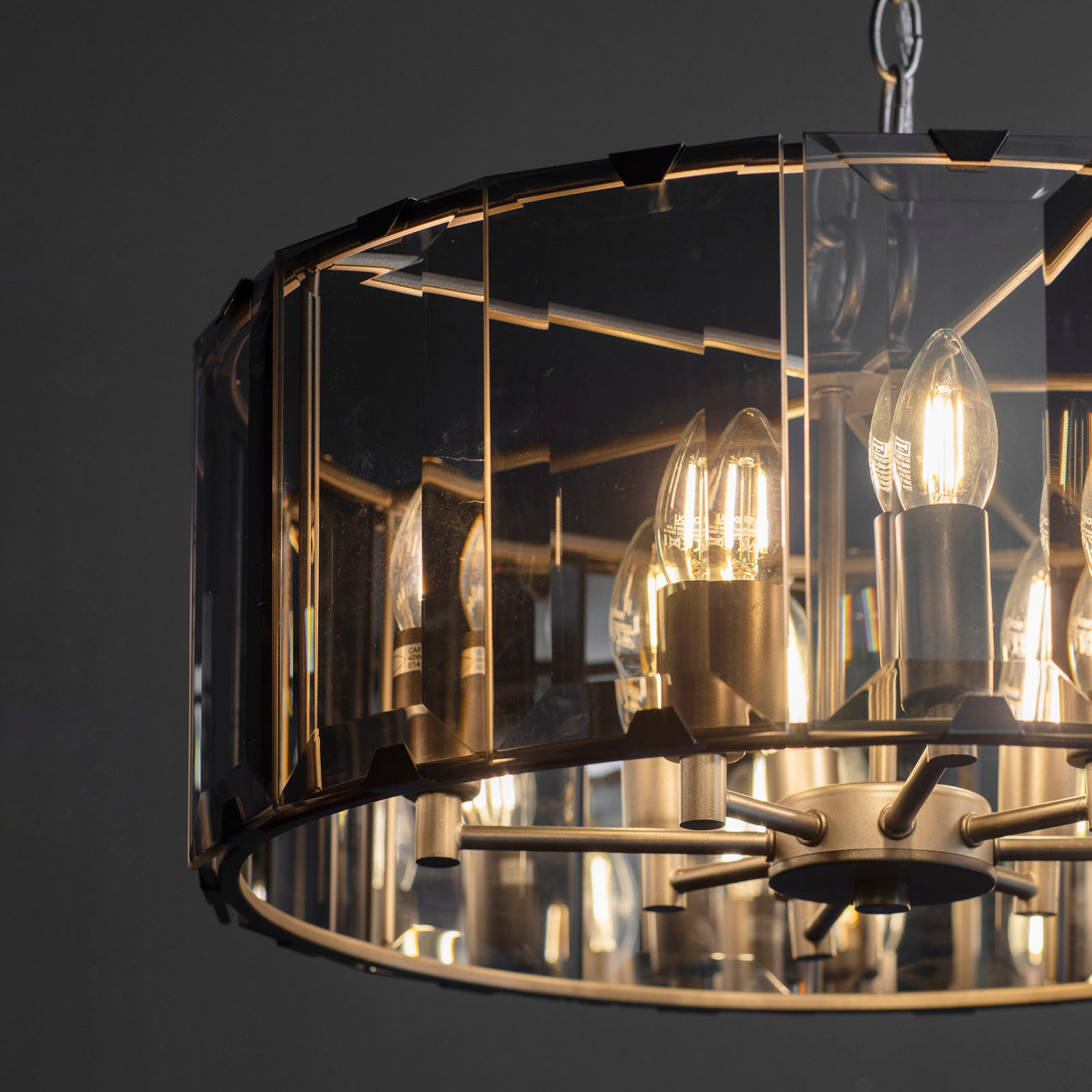 Clooney 8-Light Beveled Smoke Glass Pendant Light