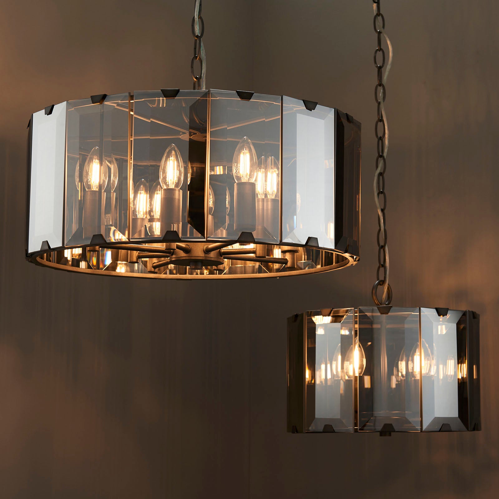 Clooney 8-Light Beveled Smoke Glass Pendant Light