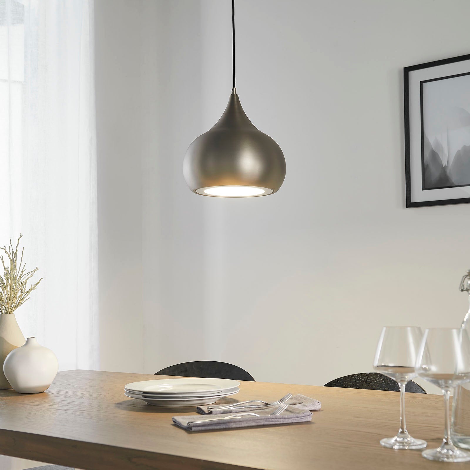 Brosnan 1-Light LED Pendant: Matt Nickel & Dimmable