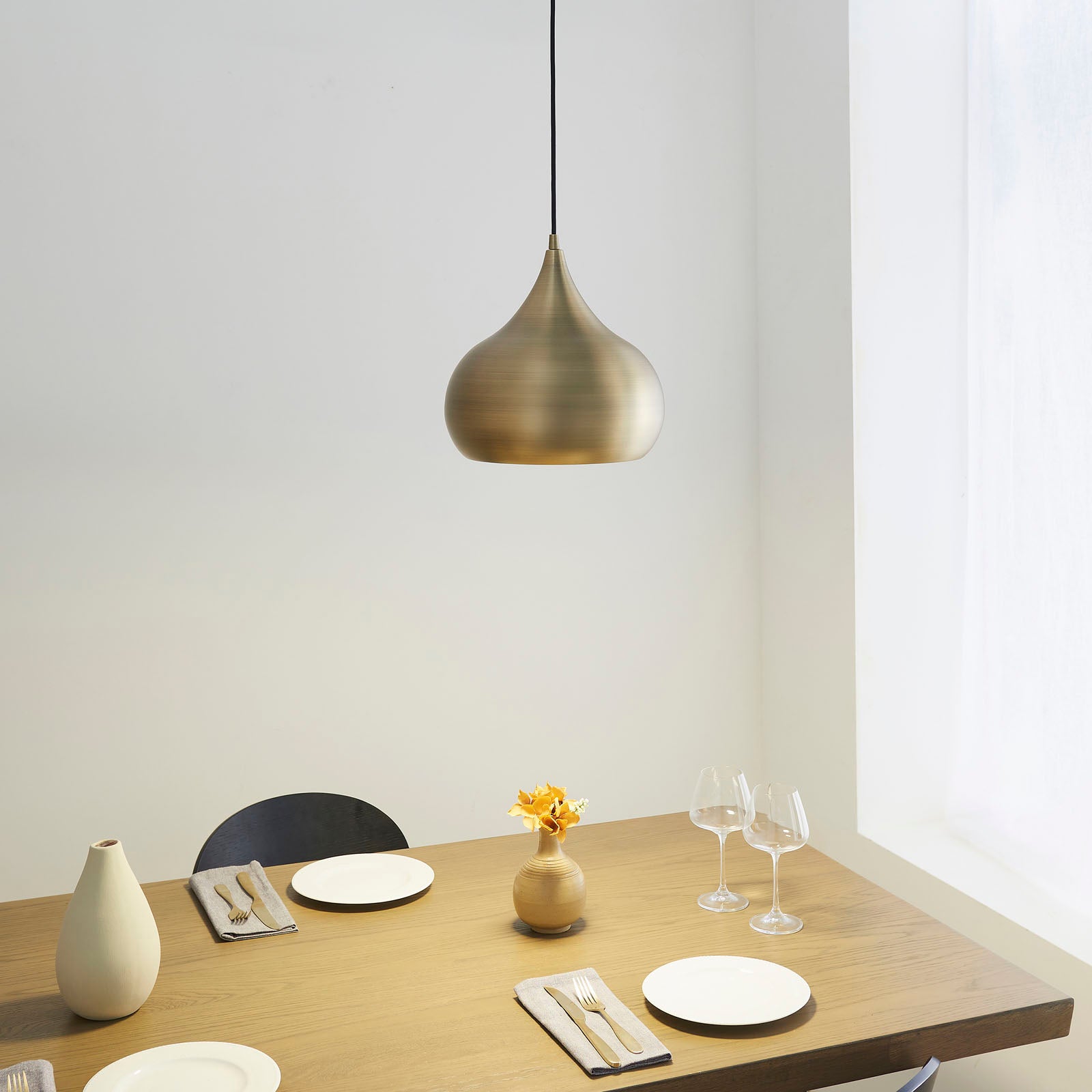 Brosnan 1-Light LED Pendant: Matt Antique Brass & Dimmable