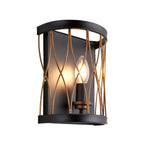 Heston Matt Black & Rustic Bronze 1-Light Wall Light