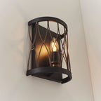 Heston Matt Black & Rustic Bronze 1-Light Wall Light