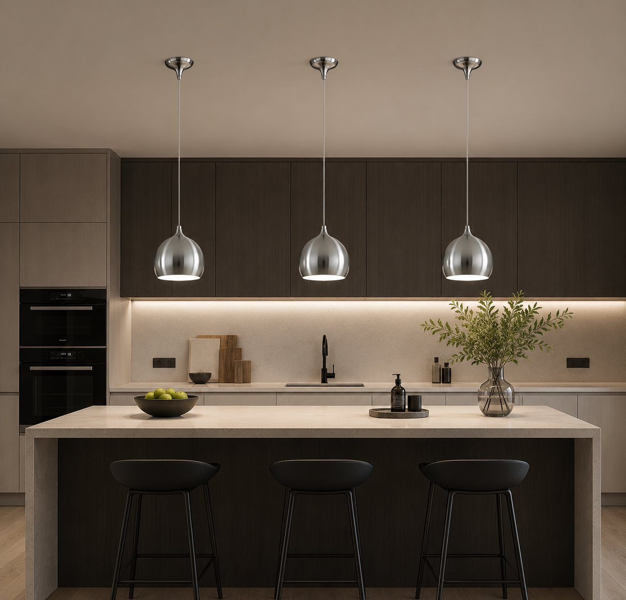 Cleo - Sand Chrome Metal Pendant