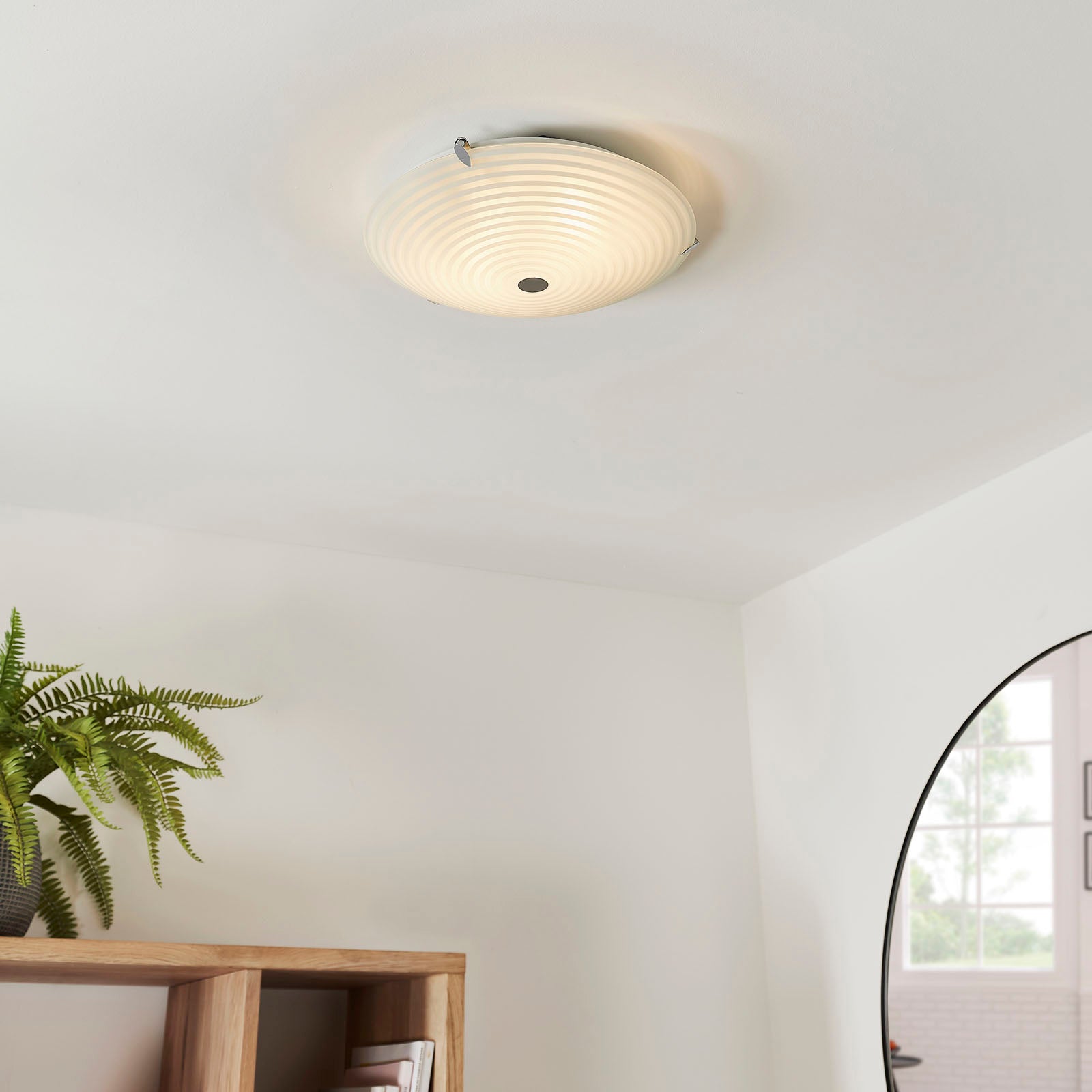 Roundel 2-Light Dimmable Opal Glass Flush Ceiling Light