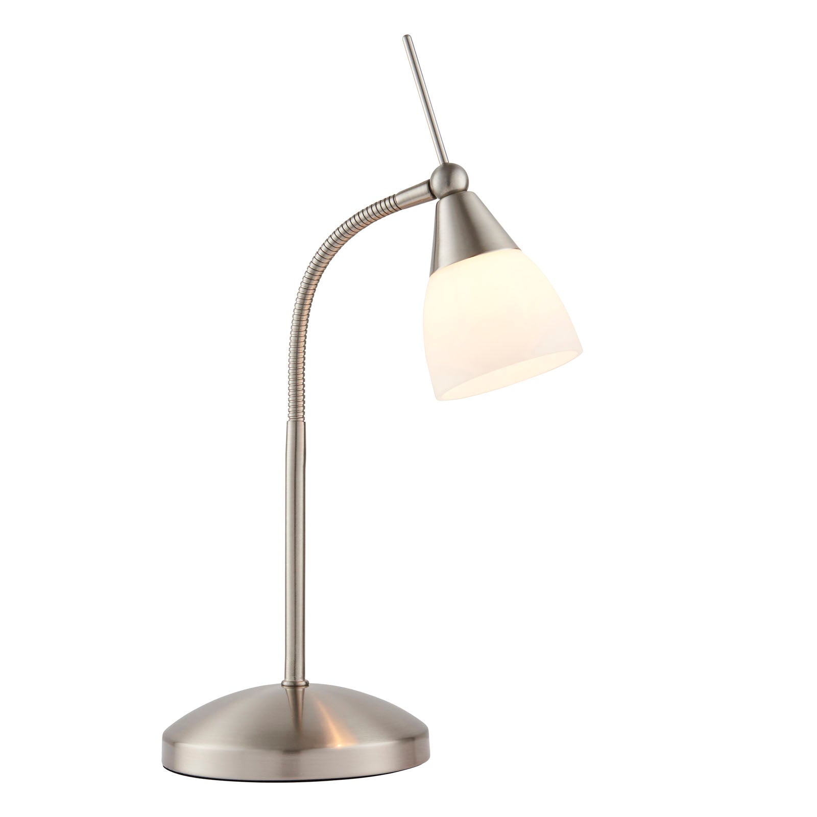 Range Satin Chrome Table Lamp with Opal Glass Shade (Touch Dimmer)