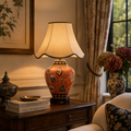 TL7032 - Terracotta Glaze Floral Table Lamp