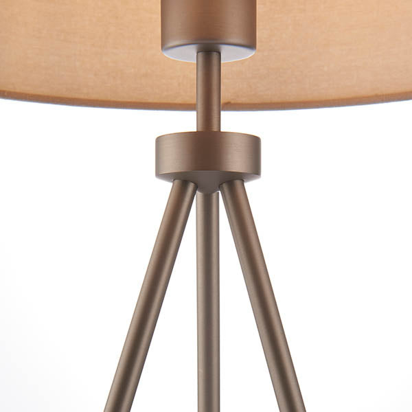 Matt Nickel Tripod Table Lamp with Grey Linen Shade