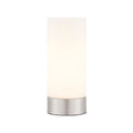 Dara 1-Light Brushed Nickel Table Lamp with Matt Opal Glass Shade & USB Port
