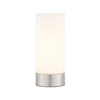 Dara 1-Light Brushed Nickel Table Lamp with Matt Opal Glass Shade & USB Port