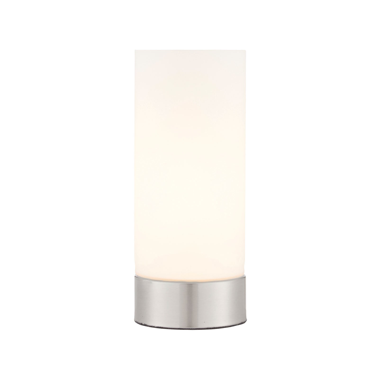 Dara 1-Light Brushed Nickel Table Lamp with Matt Opal Glass Shade & USB Port