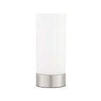Dara 1-Light Brushed Nickel Table Lamp with Matt Opal Glass Shade & USB Port
