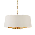 Harvey Brushed Gold 3-Light Pendant Light with White Faux Silk Shades