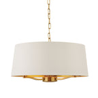 Harvey Brushed Gold 3-Light Pendant Light with White Faux Silk Shades