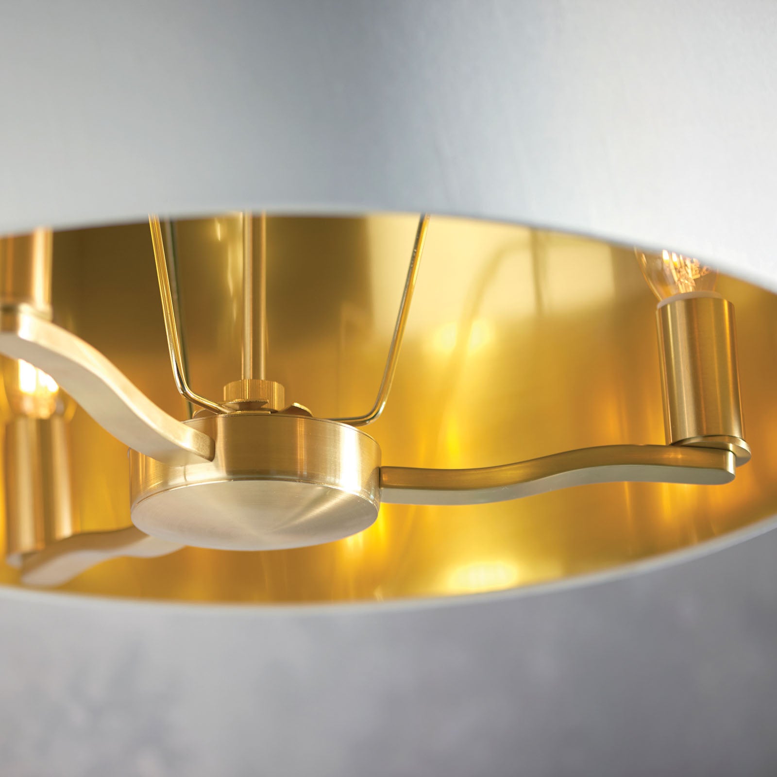 Harvey Brushed Gold 3-Light Pendant Light with White Faux Silk Shades